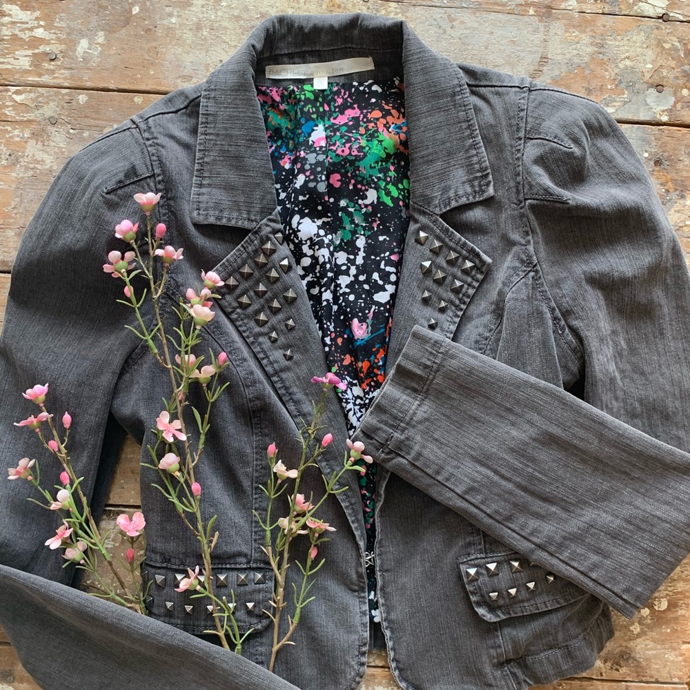 Rachel Roy Studded Grey Denim Jacket